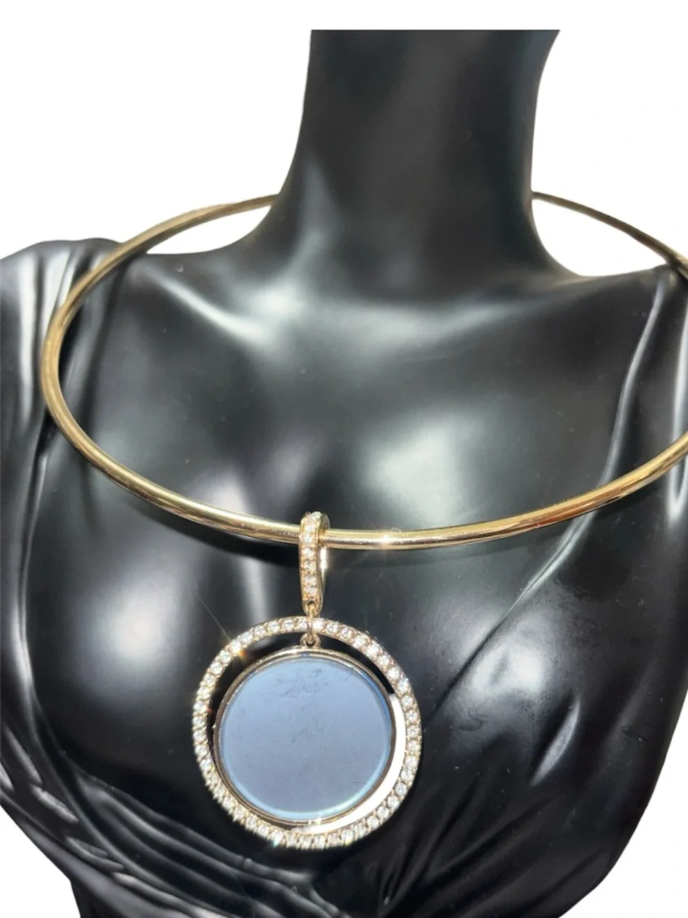 Laundry by Shelli Segal Gold-plated Blue & Rhinestone Halo Pendant Necklace